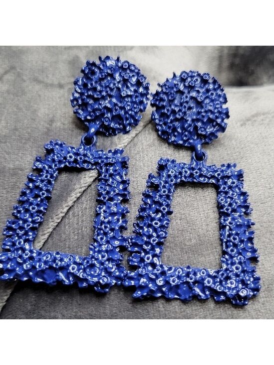 Jewelry - Blue Coral Textured Earrings